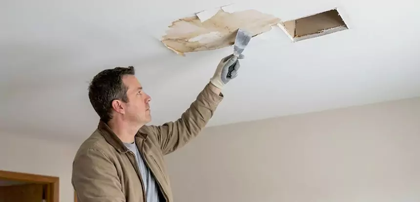 Ceiling Water Stain and Drywall Repair in Senoia
